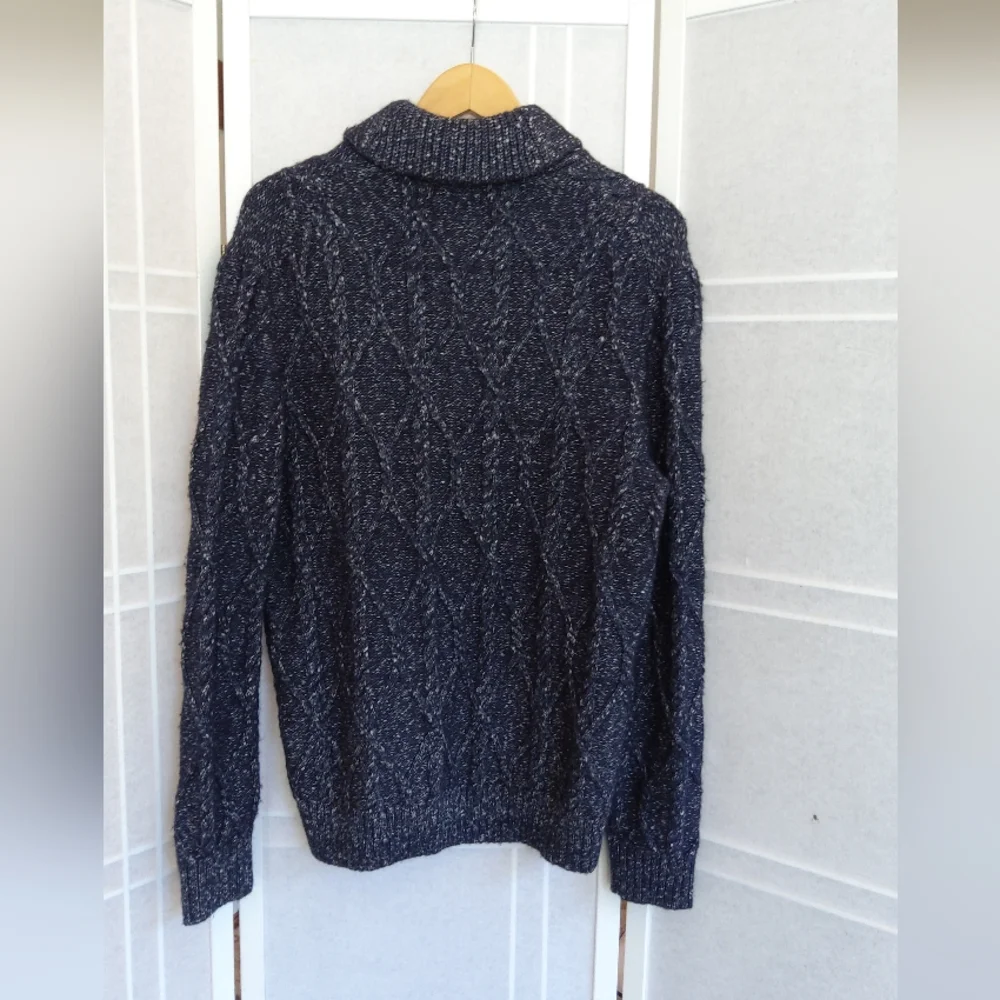 Banana Republic shawl collar blue heavy knit yak wool blend sweater